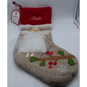 Pottery Barn Kids Sadie Angel Woodland Christmas Holiday Stocking  Quilted Xmas